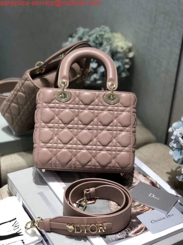 Replica Dior Small Lady My ABCDior Bag Lambskin M0538 Light Pink 3