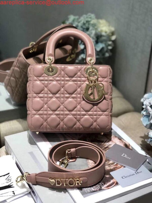 Replica Dior Small Lady My ABCDior Bag Lambskin M0538 Light Pink 4