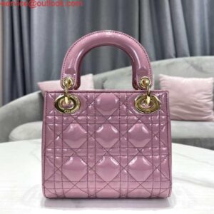 Replica Dior M0505 Mini Lady Dior Bag Light Purple Pink Patent Cannage Calfskin 2