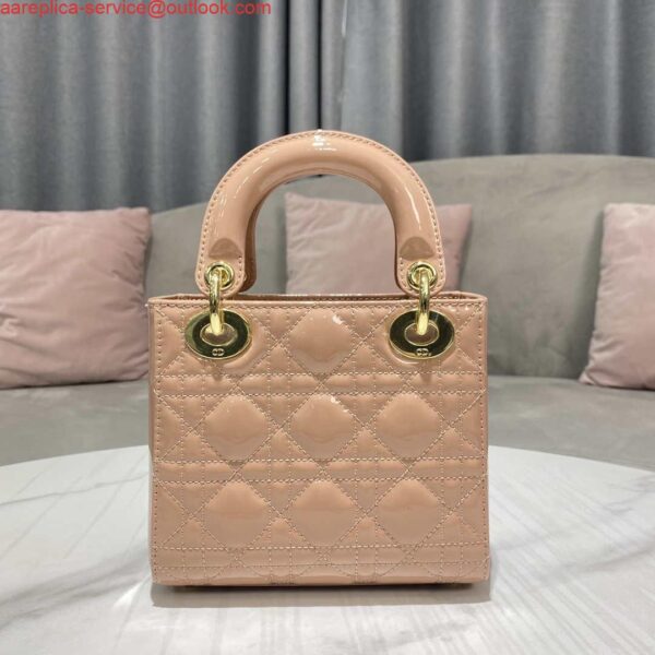 Replica Dior M0505 Mini Lady Dior Bag Nude Patent Cannage Calfskin 2