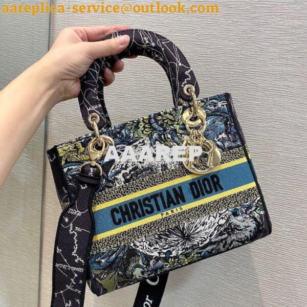 Replica Dior Medium Lady D-Lite Bag Blue Constellation Embroidery M056 4