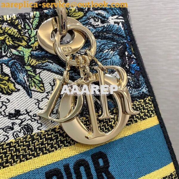 Replica Dior Medium Lady D-Lite Bag Blue Constellation Embroidery M056 5