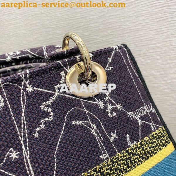 Replica Dior Medium Lady D-Lite Bag Blue Constellation Embroidery M056 8