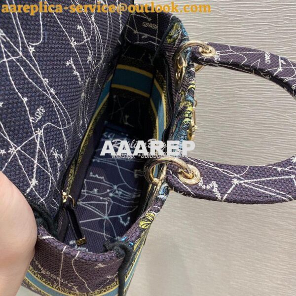 Replica Dior Medium Lady D-Lite Bag Blue Constellation Embroidery M056 9