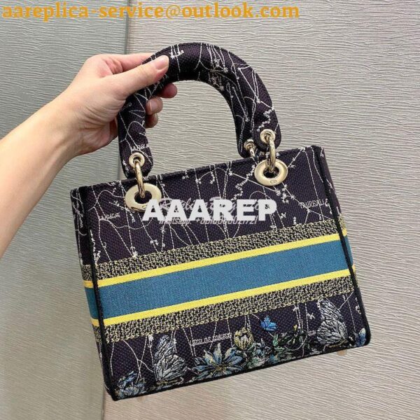 Replica Dior Medium Lady D-Lite Bag Blue Constellation Embroidery M056 12
