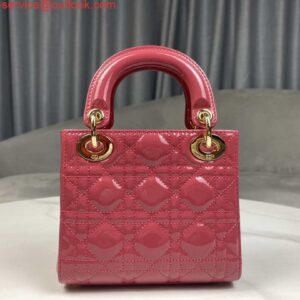 Replica Dior M0505 Mini Lady Dior Bag Pink Patent Cannage Calfskin 2