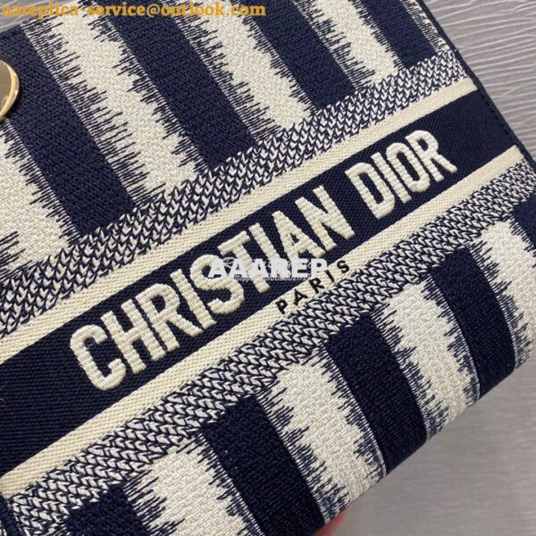 Replica Dior Medium Lady D-lite Bag Blue D-Stripes Embroidery 5