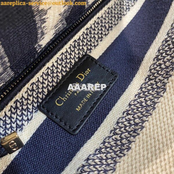 Replica Dior Medium Lady D-lite Bag Blue D-Stripes Embroidery 7