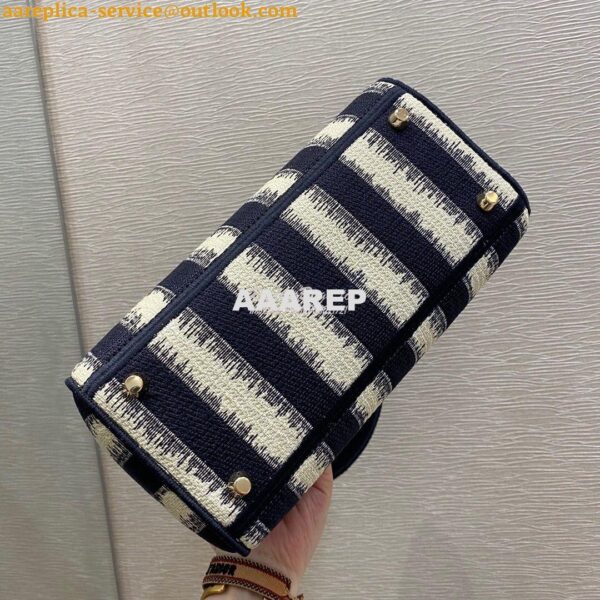 Replica Dior Medium Lady D-lite Bag Blue D-Stripes Embroidery 9