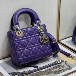 Replica Dior M0505 Mini LADY Dior Bag Purple Cannage Lambskin 2