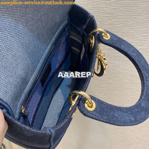 Replica Dior Medium Lady D-Lite Bag Blue Dior Flowers Embroidered Deni 8