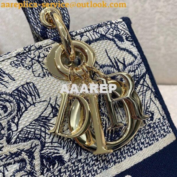 Replica Dior Medium Lady D-Lite Bag Blue Toile de Jouy Embroidery M056 3