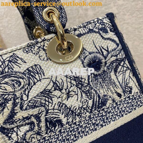 Replica Dior Medium Lady D-Lite Bag Blue Toile de Jouy Embroidery M056 5