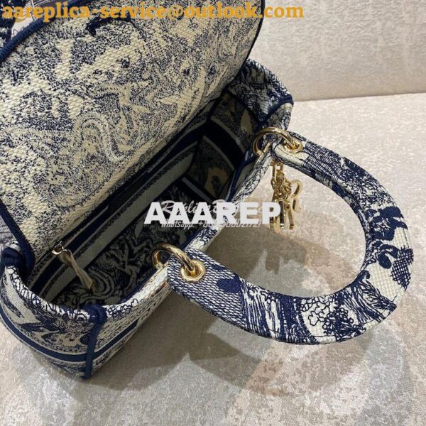 Replica Dior Medium Lady D-Lite Bag Blue Toile de Jouy Embroidery M056 7