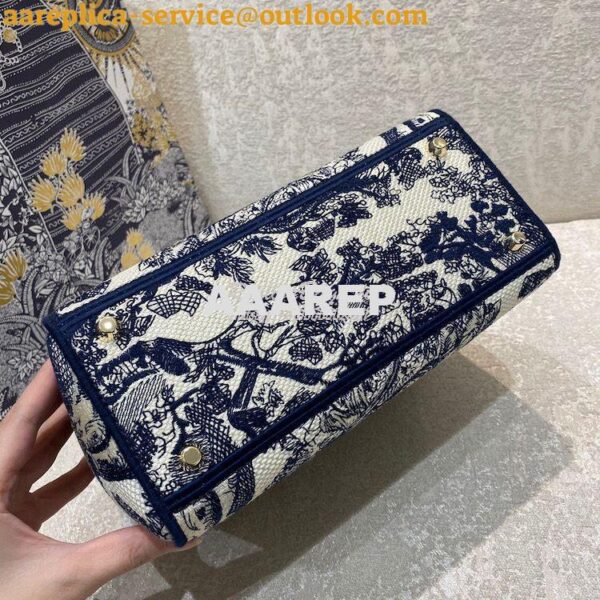 Replica Dior Medium Lady D-Lite Bag Blue Toile de Jouy Embroidery M056 9