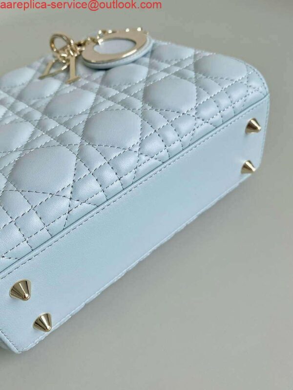 Replica Dior M0531 Small Lady Dior Bag Light Blue Cannage Lambskin 5