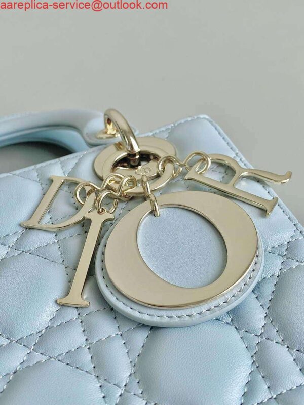 Replica Dior M0531 Small Lady Dior Bag Light Blue Cannage Lambskin 6