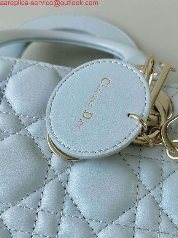 Replica Dior M0531 Small Lady Dior Bag Light Blue Cannage Lambskin 7