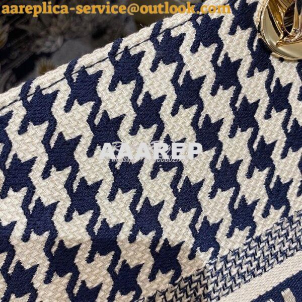 Replica Dior Medium Lady D-Lite Bag Blue White Houndstooth Embroidery 6