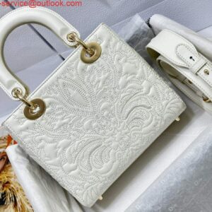 Replica Dior M0538 Small Lady Dior My ABCDIOR Bag Latte Quilted-Effect Lambskin White