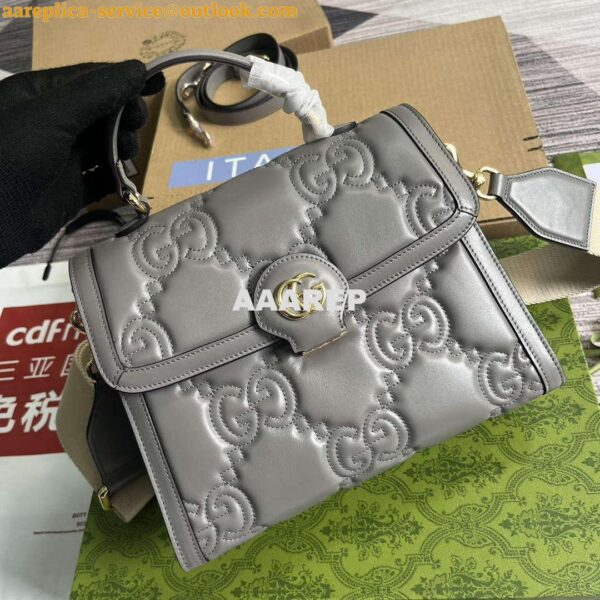 Replica Gucci 736877 GG Matelassé Handbag Grey 3