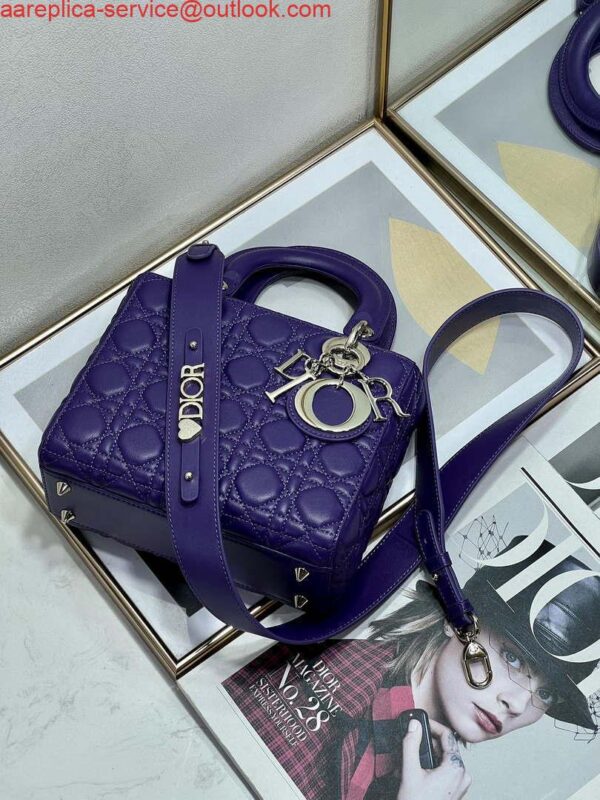 Replica Dior M0538 Small Lady My ABCDior Bag Lambskin Purple 6