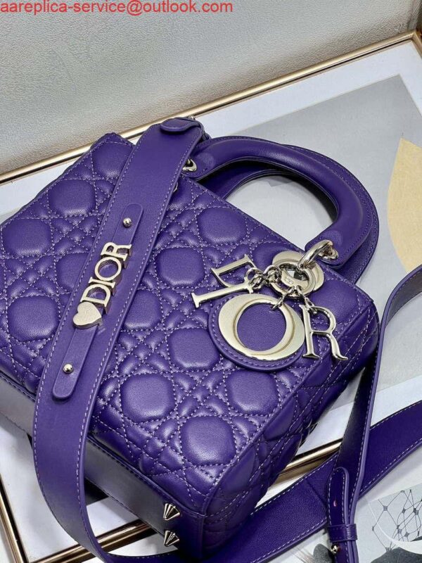 Replica Dior M0538 Small Lady My ABCDior Bag Lambskin Purple 7