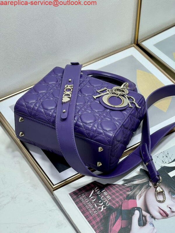 Replica Dior M0538 Small Lady My ABCDior Bag Lambskin Purple 8