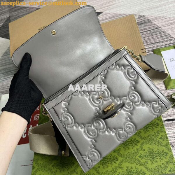 Replica Gucci 736877 GG Matelassé Handbag Grey 7