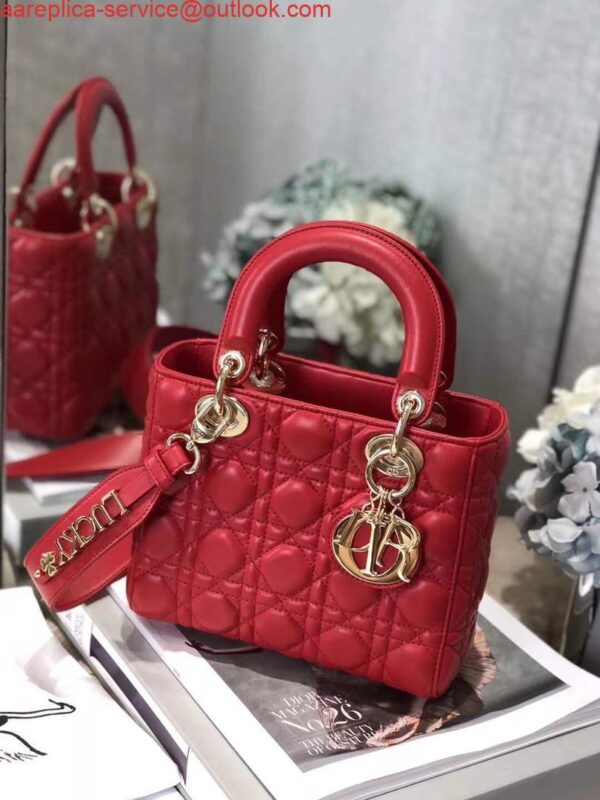 Replica Dior M0538 Small Lady My ABCDior Bag Lambskin Red 3