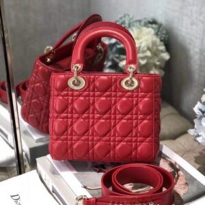 Replica Dior M0538 Small Lady My ABCDior Bag Lambskin Red 2