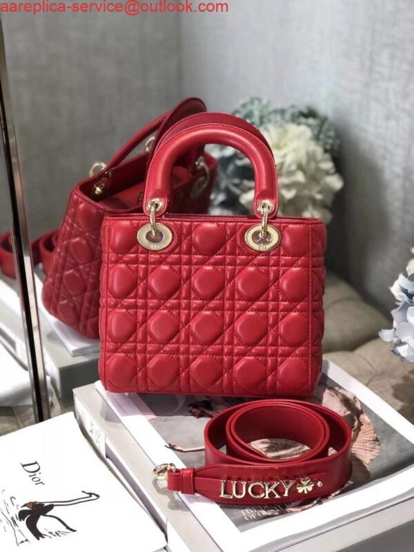 Replica Dior M0538 Small Lady My ABCDior Bag Lambskin Red 4