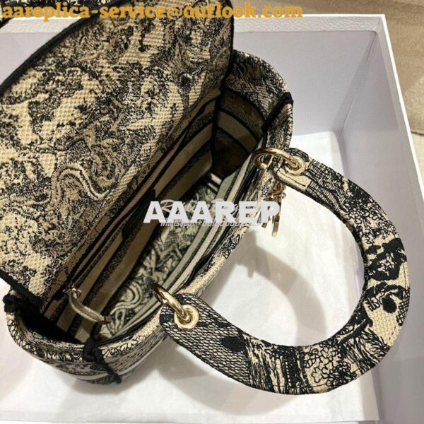 Replica Dior Medium Lady D-Lite Bag Brown Toile de Jouy Embroidery M05 8