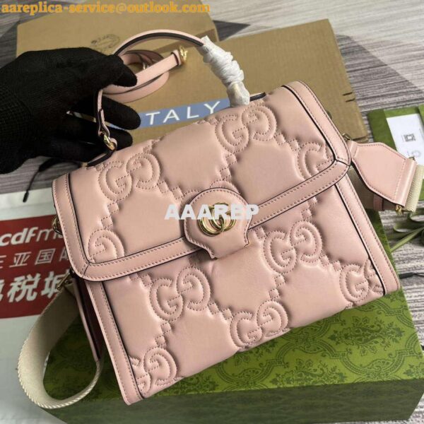 Replica Gucci 736877 GG Matelassé Handbag Pink 3