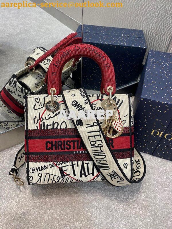 Replica Dior Medium Lady D-Lite Bag Graffiti Je'taime d'Amour Embroide 2