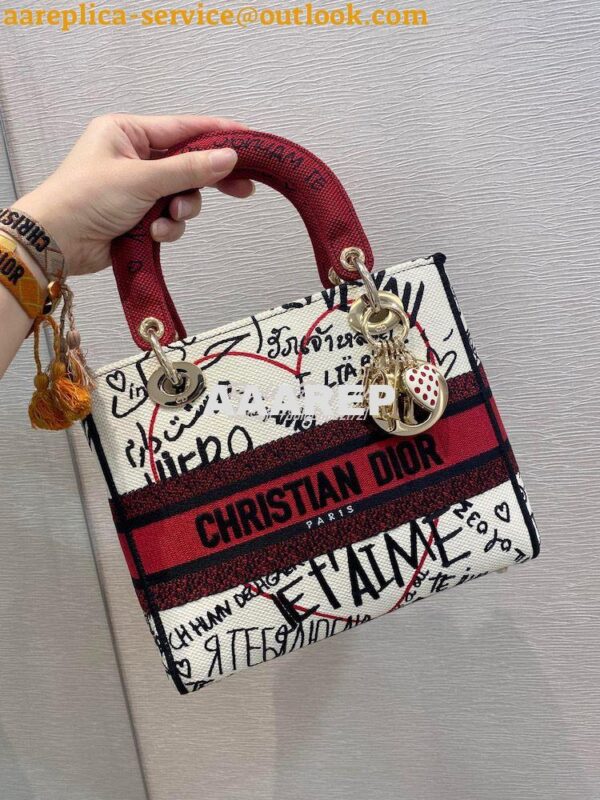 Replica Dior Medium Lady D-Lite Bag Graffiti Je'taime d'Amour Embroide 3