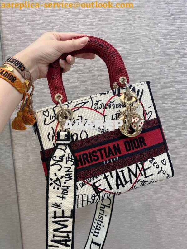 Replica Dior Medium Lady D-Lite Bag Graffiti Je'taime d'Amour Embroide 4