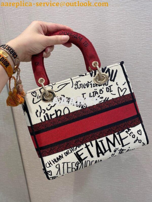 Replica Dior Medium Lady D-Lite Bag Graffiti Je'taime d'Amour Embroide 12