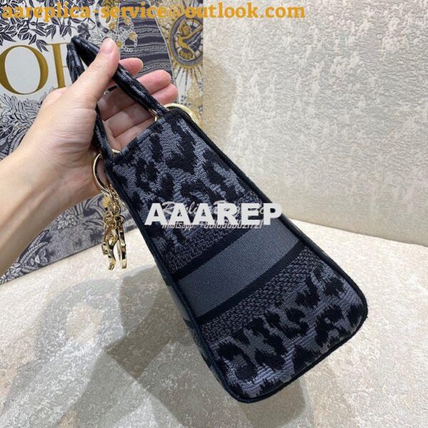 Replica Dior Medium Lady D-Lite Bag Gray Mizza Embroidery M0565 5