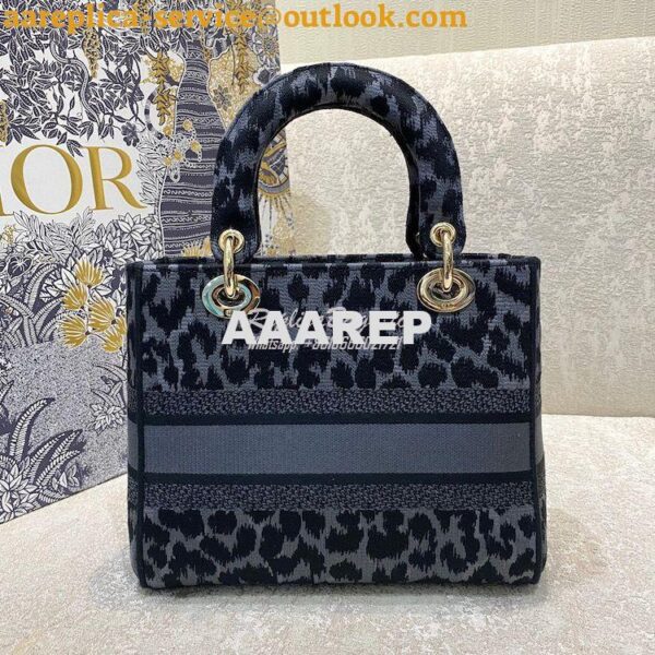 Replica Dior Medium Lady D-Lite Bag Gray Mizza Embroidery M0565 6