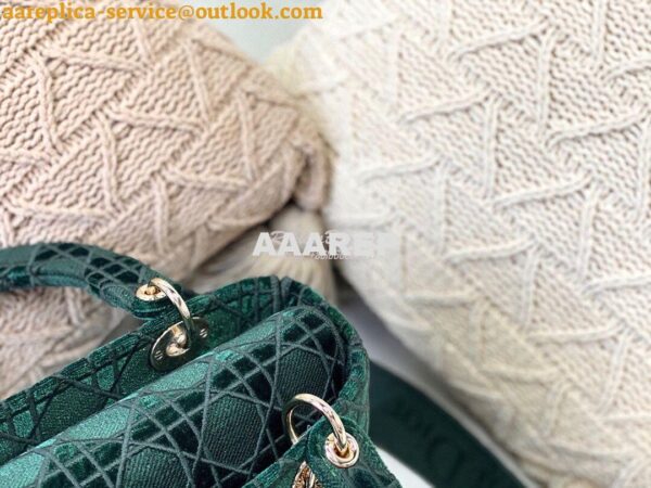 Replica Dior Medium Lady D-lite Bag Green Cannage Embroidered Velvet M 5