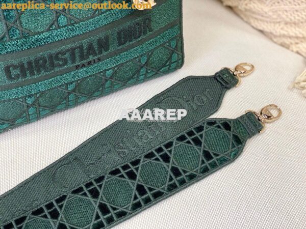 Replica Dior Medium Lady D-lite Bag Green Cannage Embroidered Velvet M 7