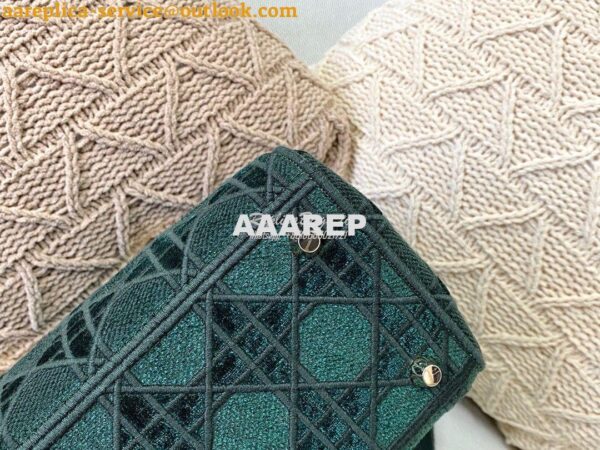 Replica Dior Medium Lady D-lite Bag Green Cannage Embroidered Velvet M 9