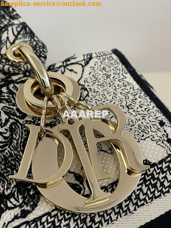 Replica Dior Medium Lady D-Lite Bag Latte and Black Zodiac Embroidery 4