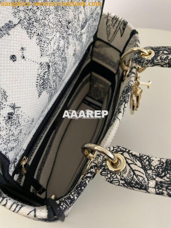 Replica Dior Medium Lady D-Lite Bag Latte and Black Zodiac Embroidery 7