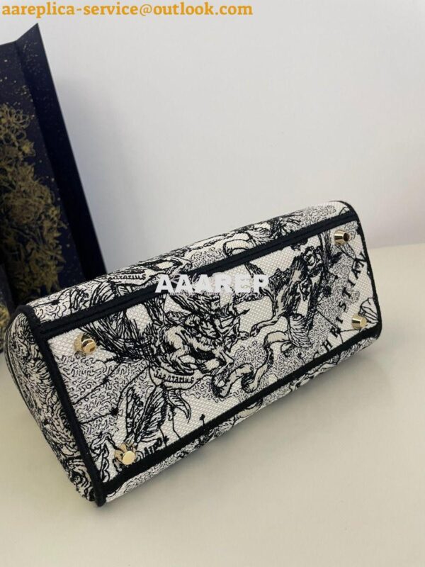 Replica Dior Medium Lady D-Lite Bag Latte and Black Zodiac Embroidery 9