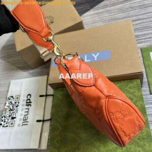 Replica Gucci 739709 GG Matelassé Small Shoulder Bag Orange 2