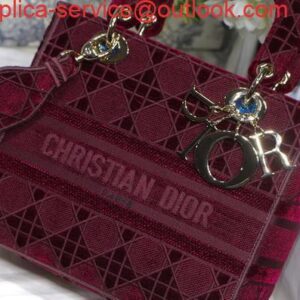 Replica Dior M0565 Lady Dior Medium Tote Bag M950 Wine Red