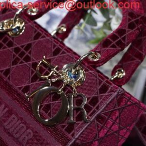 Replica Dior M0565 Lady Dior Medium Tote Bag M950 Wine Red 2