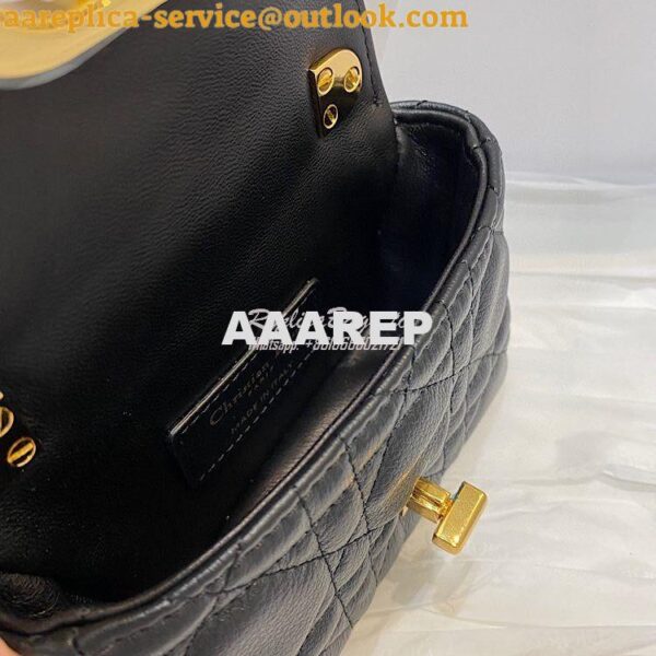 Replica Dior Micro Caro Bag in Black Supple Cannage Calfskin S2022 8